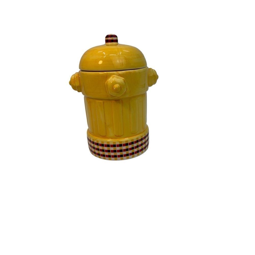 Design Studio 10" Ceramic Fire Hydrant Yellow Cookie Jar - Picture 5 of 9